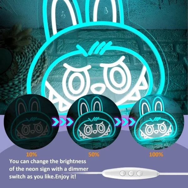 Labubu Cartoon Lab Neon RGB Edge Lit Niebieski Znak LED 1