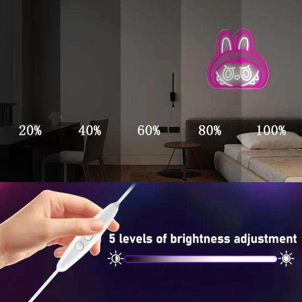 Labubu Cartoon Lab Neon RGB Edge Lit Różowy Znak LED 2