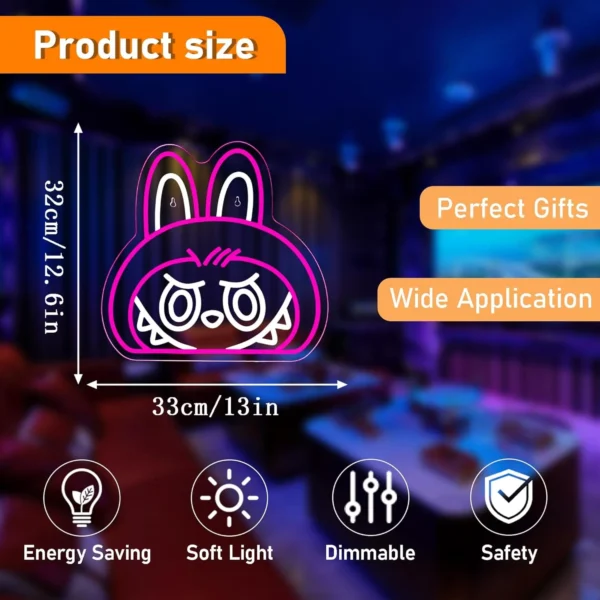 Labubu Cartoon Lab Neon RGB Edge Lit Różowy Znak LED 3