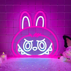 Labubu Cartoon Lab Neon RGB Edge Lit Różowy Znak LED