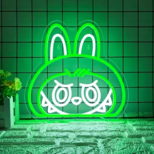 Labubu Cartoon Lab Neon RGB Edge Lit Zielony Znak LED